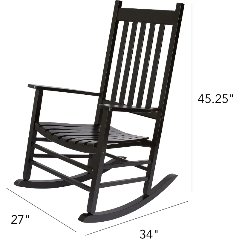 Vermont Rocking Chairs, Outdoor Front Porch Rocker Set of 2, Black