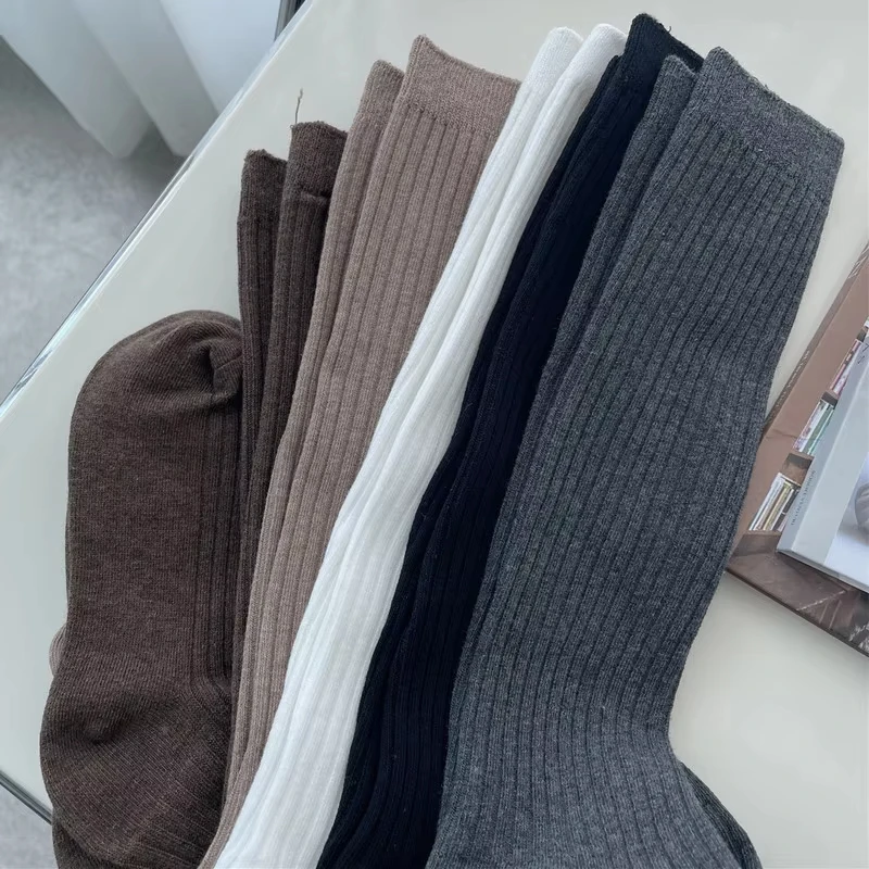 Stricken Baumwolle Lange Socken Frauen Strümpfe Herbst Winter Warme Oberschenkel Hohe Strümpfe Damen Mädchen Fashion Solid Knie Socken Frauen