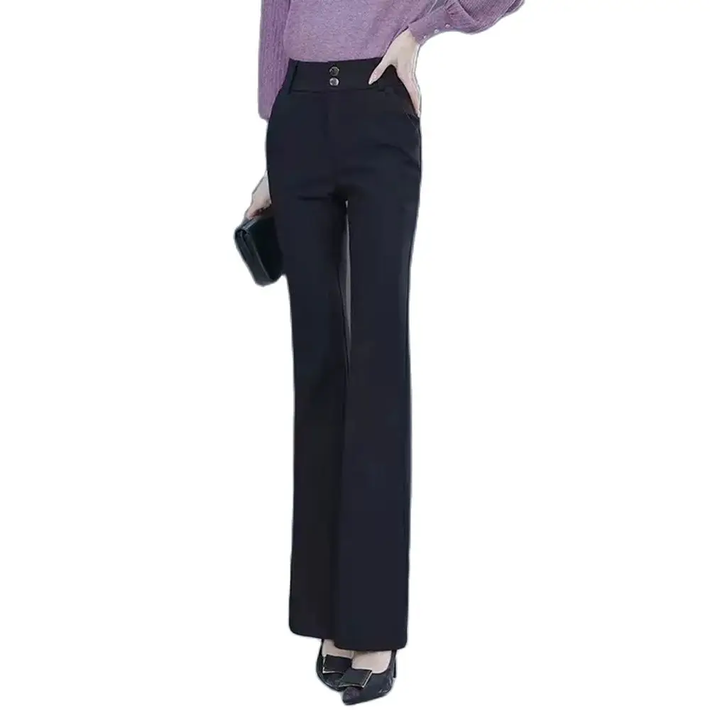 

2023 New Women Flared Trousers For Spring Summer Elastic Band Stretch Suit Flare Pants Office Business Plus Size Dropshipping