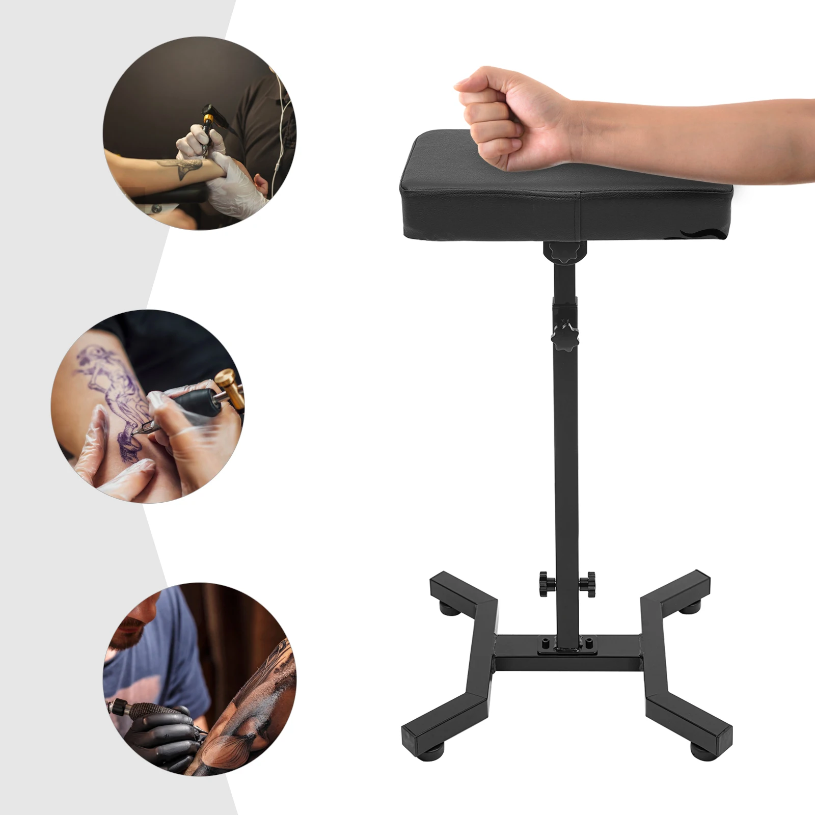 70-99cm Adjustable Tattoo Armrest Stand Ergonomic Black Stool With Height And Angle Adjustment Used In Beauty Salons, Nail Salon