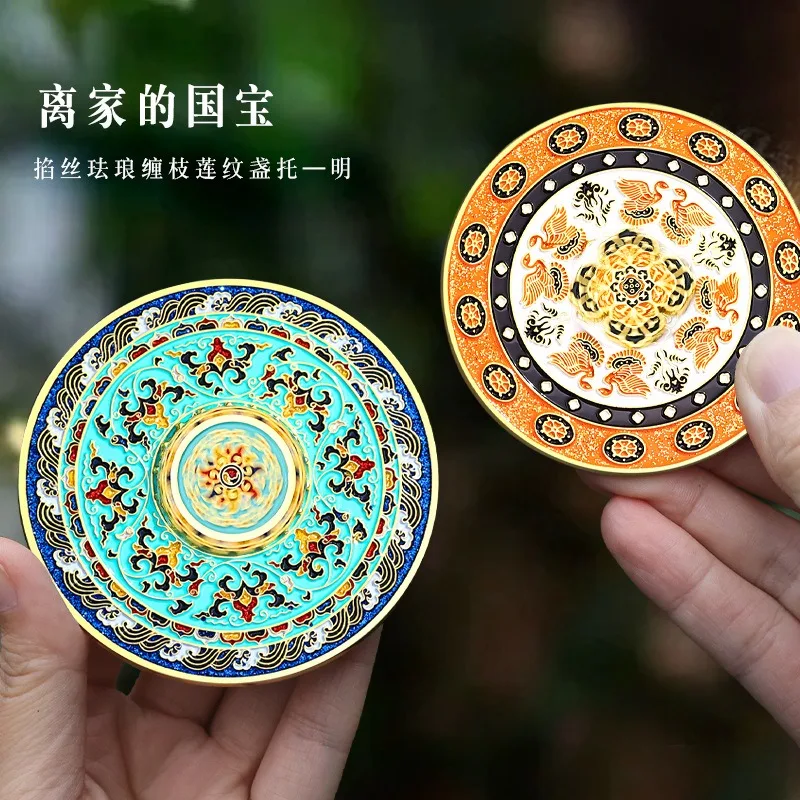 Ancient Lotus Scroll Pattern Rotatable National Treasure Metal Fridge Magnet Interactive Collectible Home Decor Gift for Adults