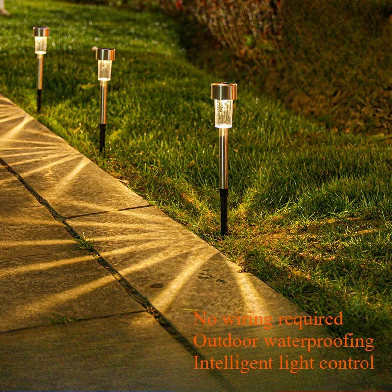 

New LED Solar Stainless Steel Small Tube Light Outdoor Waterproof Courtyard Garden Lawn Decorative Atmosphere Night Light