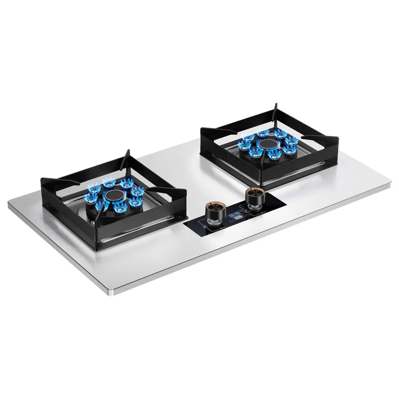 توقيت طباخ الغاز غاز البترول المسال الذكية الموقت مواقد الغاز الفولاذ المقاوم للصدأ بطارية علوية 2 موقد غاز الموقد للمنزل