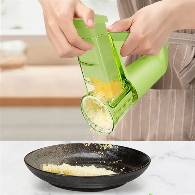 VEHO-40W Electric Rotary Slicer Shredder Electric Cheese Grater Portable Salad Maker With 4 Different Shapes Of Blades Green
