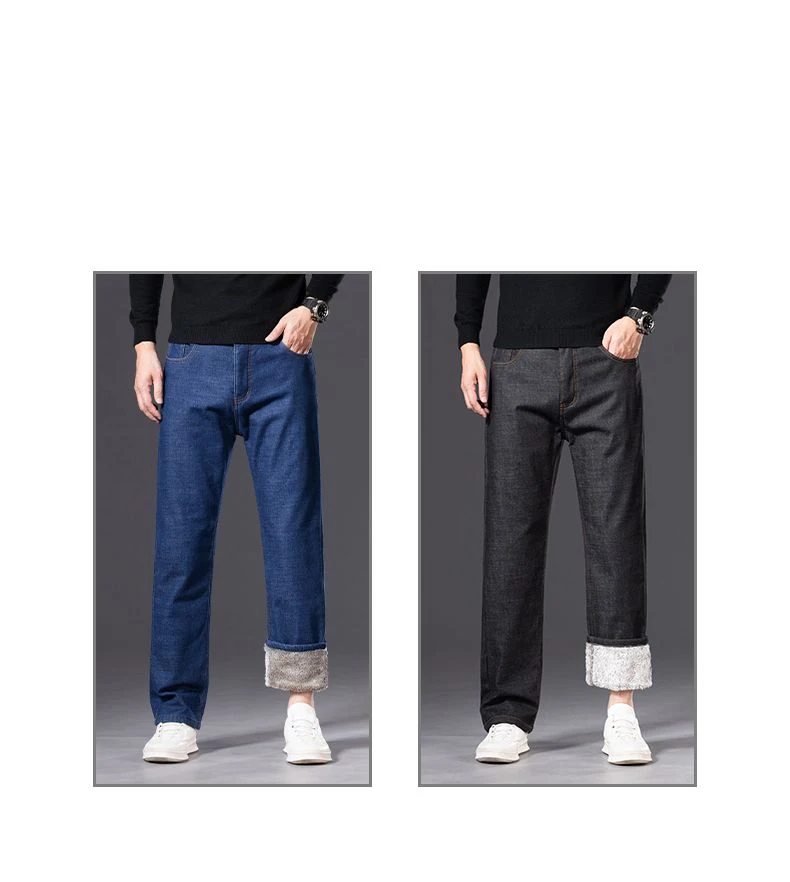 2026 Herren Fleece-gefütterte Verdickte Jeans Winter Warme Stretch Slim Fit Hosen Bequeme Weiche Hosen für Tägliche Arbeitskleidung – Detail 18
