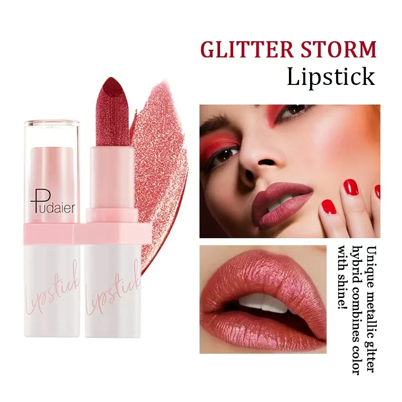 

10-Color Waterproof Lipstick Pop Metallic Pearlescent Glitter Lip Gloss Long Lasting Diamond Pearl Colour Lip Gloss Sexy Make Up