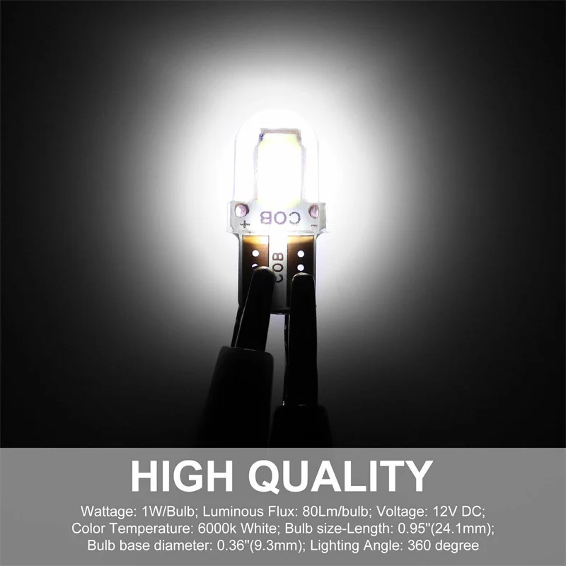 5/10/20 قطعة لوحة ترخيص مُضاء ضوء لمبة W5W T10 COB 4SMD Canbus متوافق الأبيض السيارات وقوف السيارات التخليص مصباح مشرق السيليكا إسفين