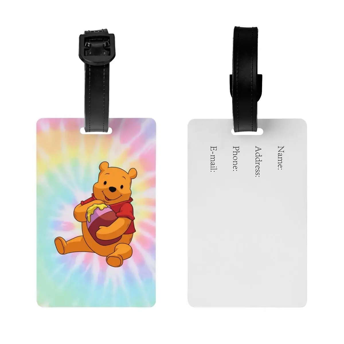 Custom Winnie The Pooh Luggage Tag With Name Card Privacy Cover ID Label for Travel Bag Suitcase