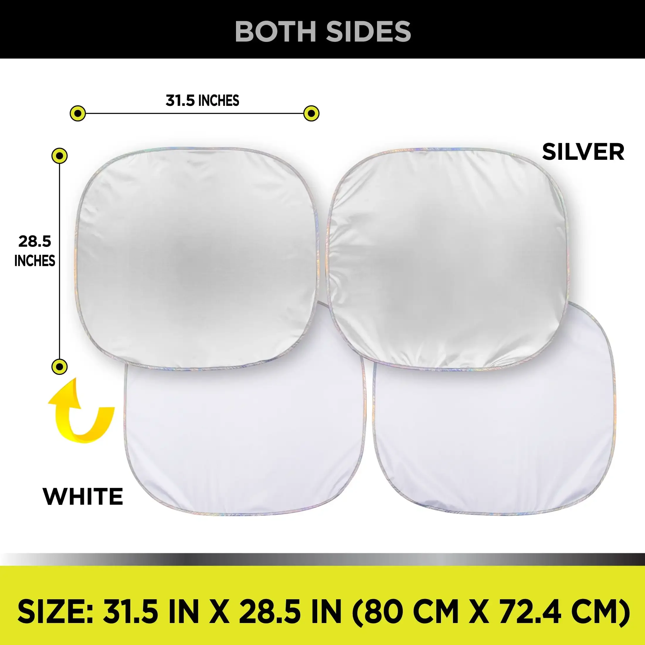 مظلة شمسية ملتوية للزجاج الأمامي باللون الأبيض مناسبة تمامًا مع عدد 2، 28.5 بوصة × 31.5 بوصة