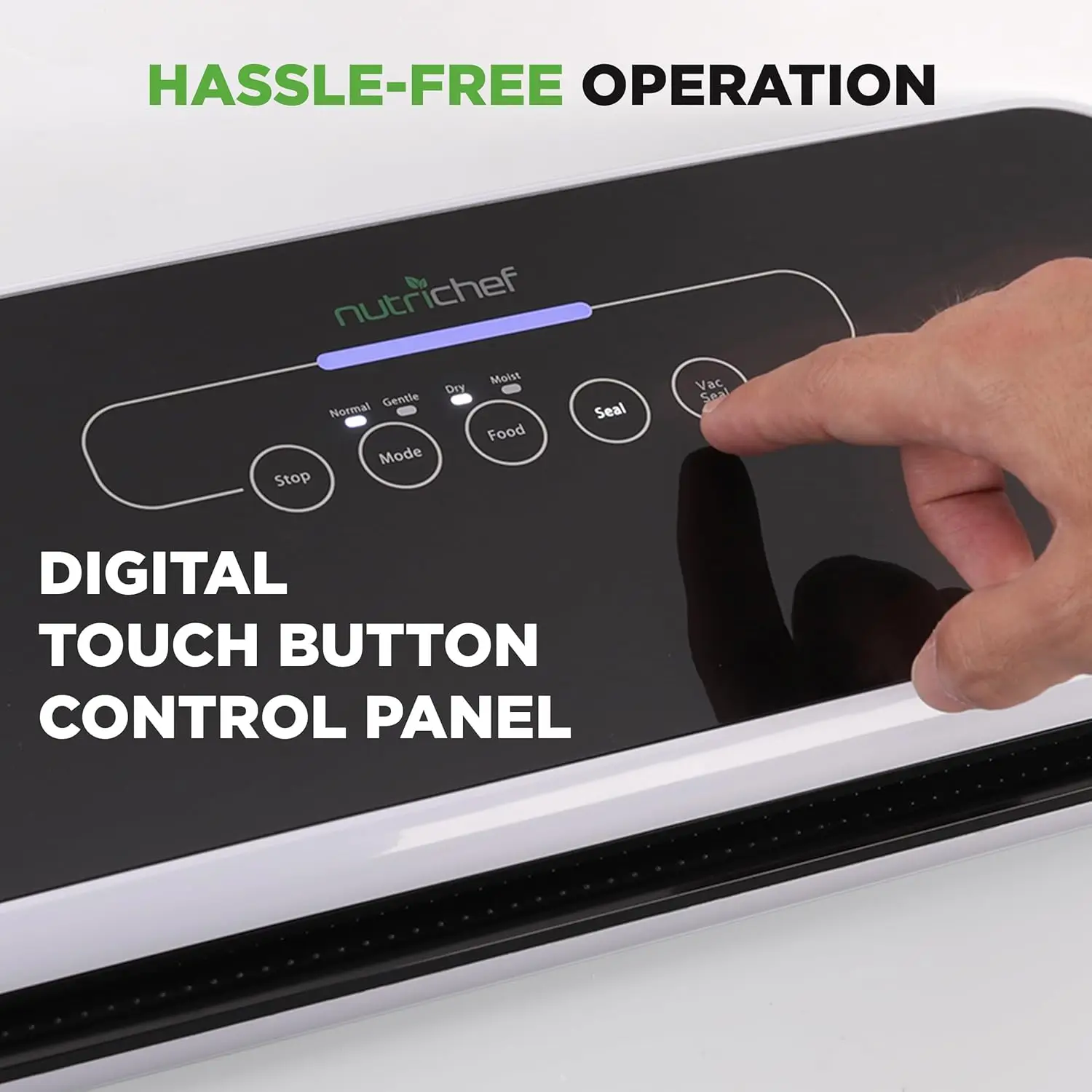 NutriChef 自動真空シーラー - 食品保存システム、スターターキット付き、乾燥＆湿気モード、LEDインジケーター、コンパクト、ブラック