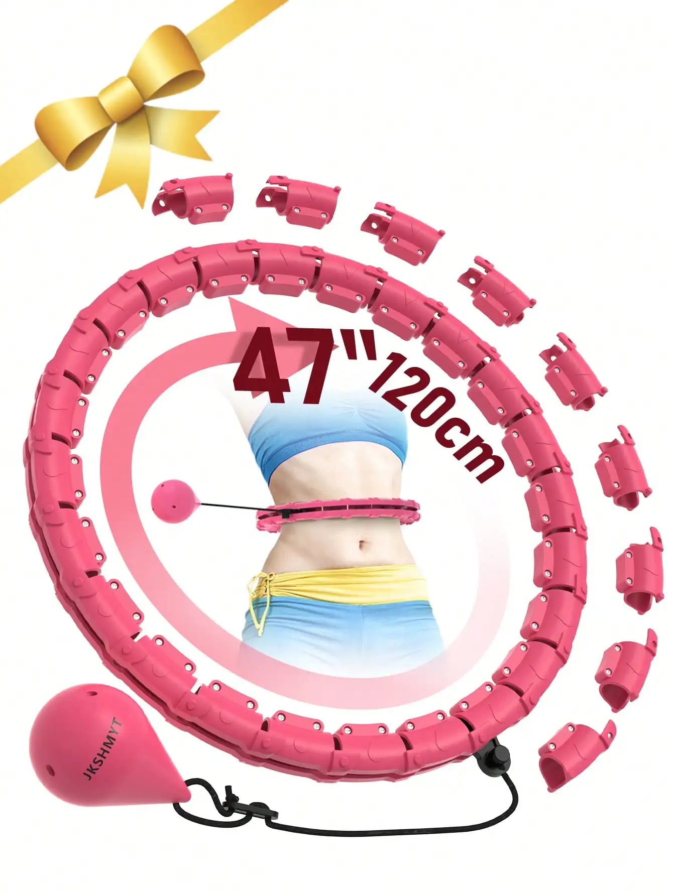 Intelligenter Gewichts-Hula-Hoop mit 24 abnehmbaren Gliedern, 47 Zoll, passend für die Taille, Übergröße für Erwachsene, Gewichtsverlust, Fitness-Übungen