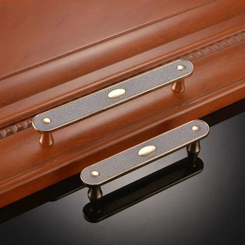 Cabinet Door Leather Handle Simple Zinc Alloy Handle American Style Cabinet Drawer Wardrobe Zinc Alloy Veneer Small Handle