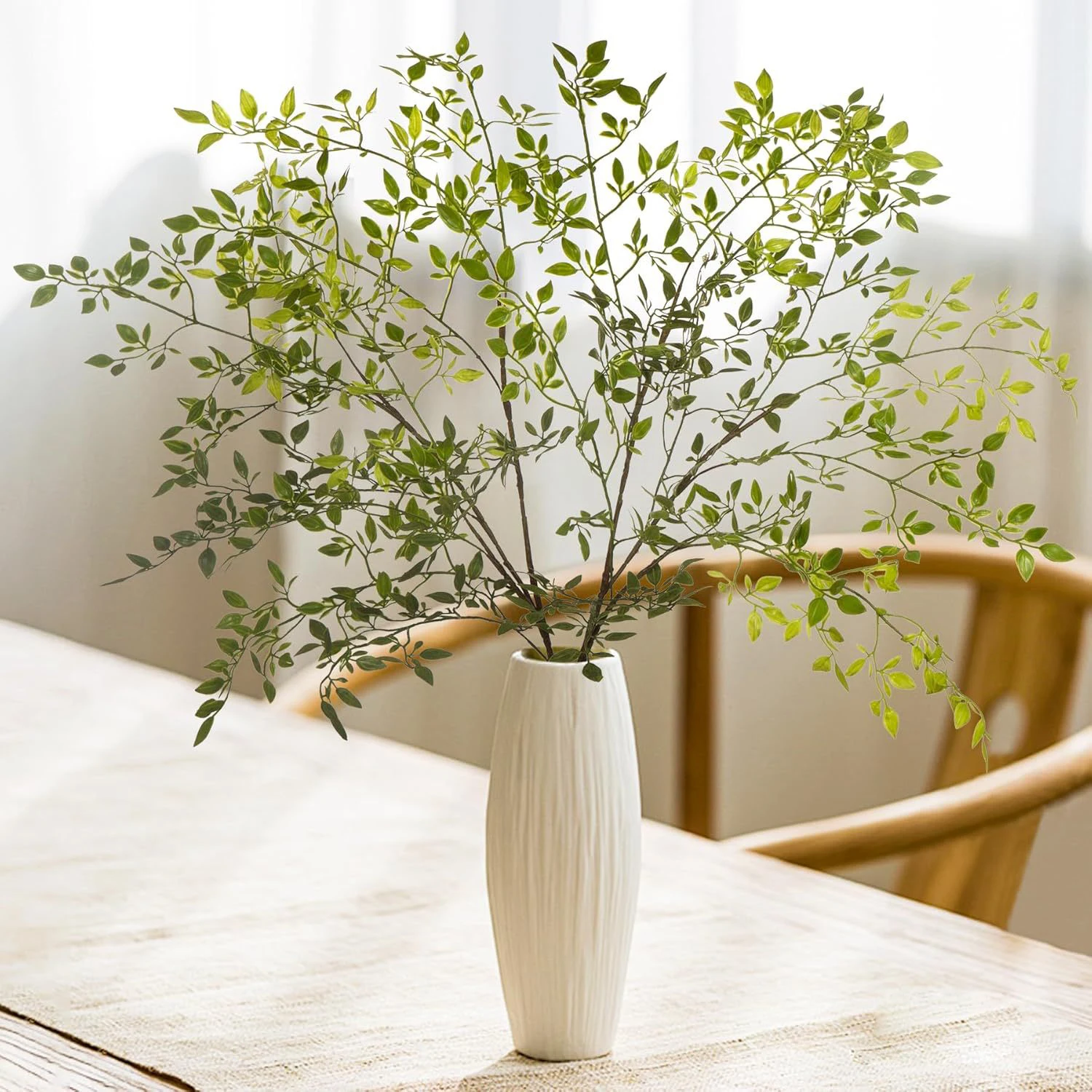 1 Ramo de Flores Artificiales de 110 cm, Planta Artificial Verde para Decoración del Hogar, Jardín, Bodas, Decoración de Exteriores, Adorno para Jarrón DIY
