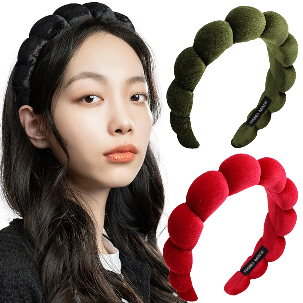 Fashion Padded Headbands for Women Wide Bezel Hairbands Thick Velvet Hair Hoop Girls Sponge Non-slip Hairband Hair Accessories