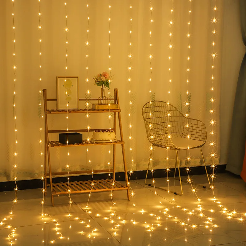 2023 New LED Leather Curtain String Lights Outdoor Waterproof USB Remote Christmas Garland Fairy Lights for Wedding Party Decor