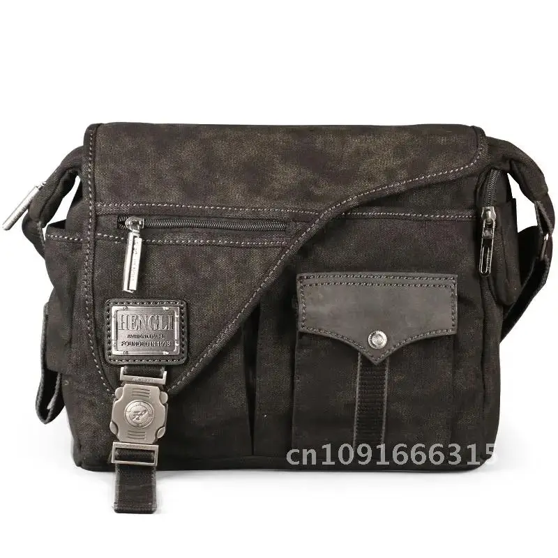 Ruil Men Canvas Multifunction Crossbody Bag Retro Handbags Travel Wear Resistance Shoulder Messenger Bags Leisure Package bolsa