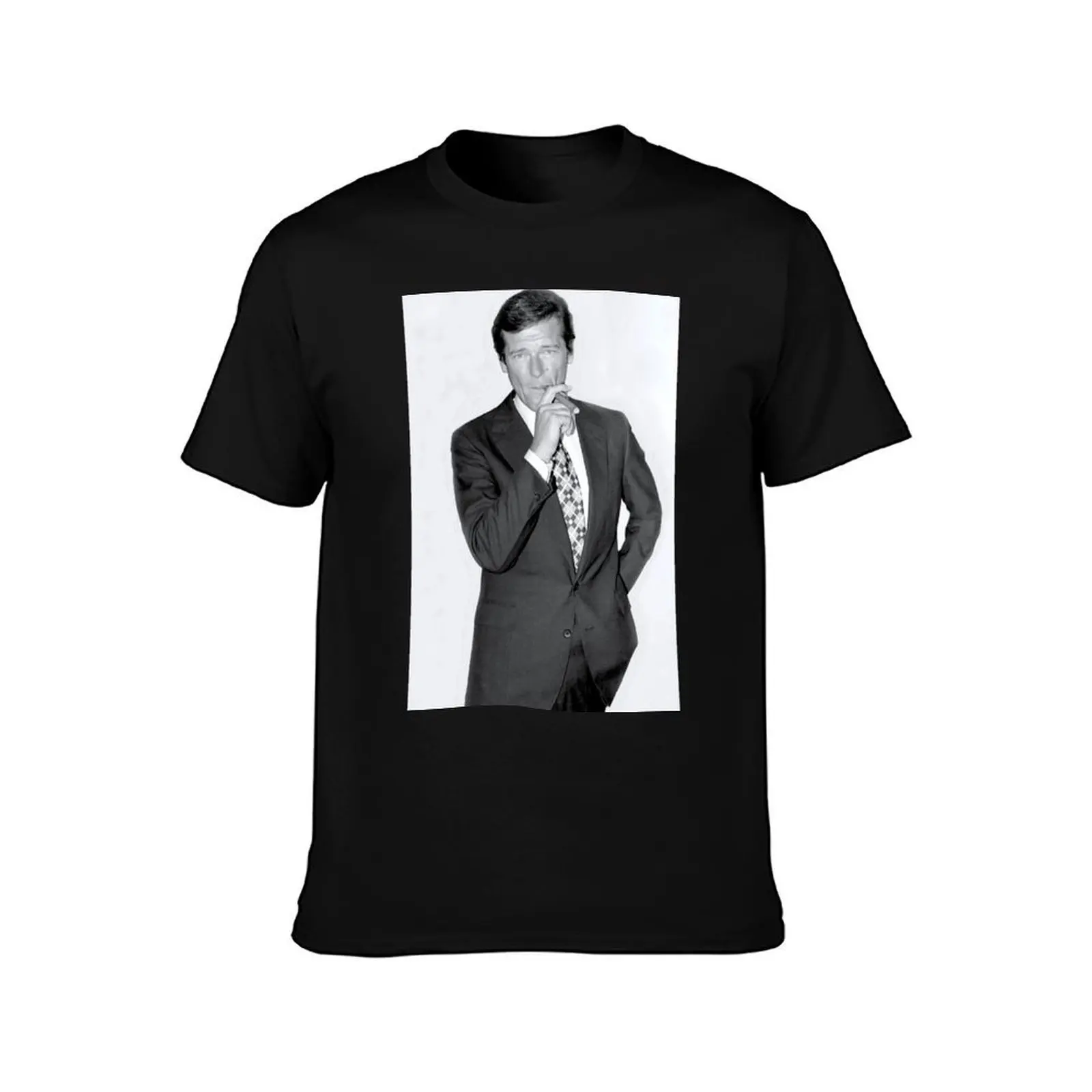 SIR ROGER MOORE T-Shirt, Summer Casual Cotton Tee, Oversized Streetwear Tops, Vintage Graphic Print, Loose Fit Short Sleeve