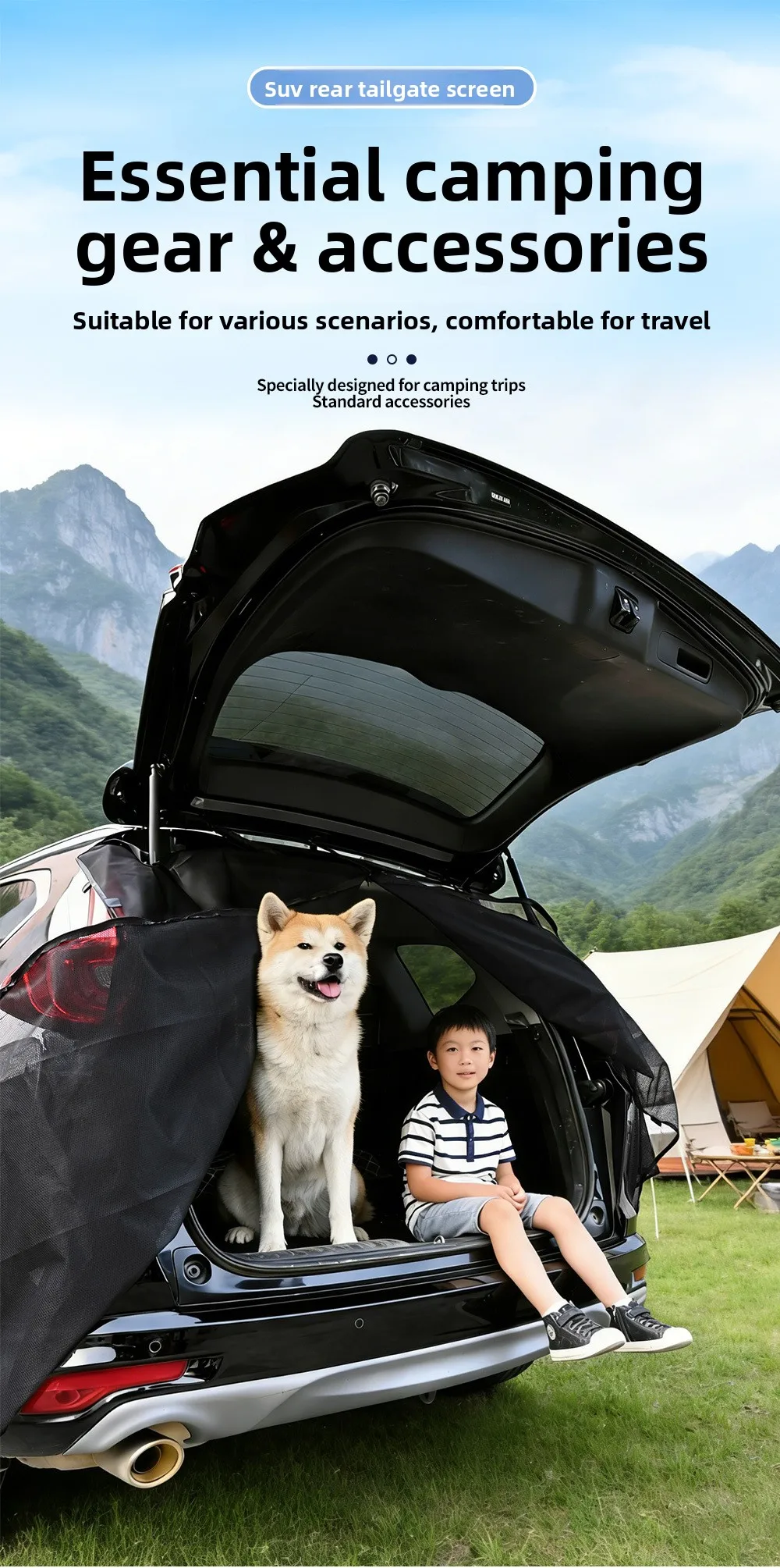 Magnetisches Kofferraum-Moskitonetz SUV Heckklappe Belüftungsgitter Insektenschutz Campingausrüstung für Outdoor-Selbstfahrerreisen – Detail 3