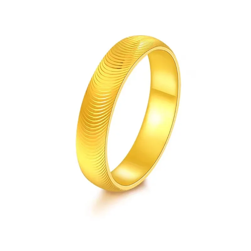 9999 24K real gold exquisite cat's eye ring, plain ring ring, fashionable and simple couple ring, simulated gold jewelry