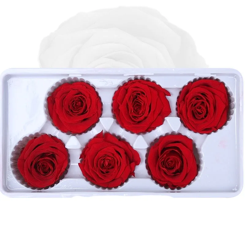 6Pcs/Box B Grade Life Flower 5-6Cm Rose Head Wedding Party Decoration Lover Mother\'S Day DIY Handmade Gift Artificial Flowers