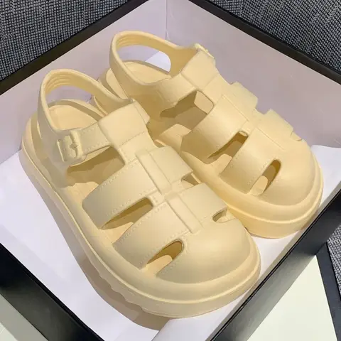 2024 Specialformade romerska sandaler med klack Sexiga sidoflip-flops Högklackade sandaler Halvhåliga designersandaler 34-43 Damskor 10 best sales romerska sandaler för kvinnor - №4