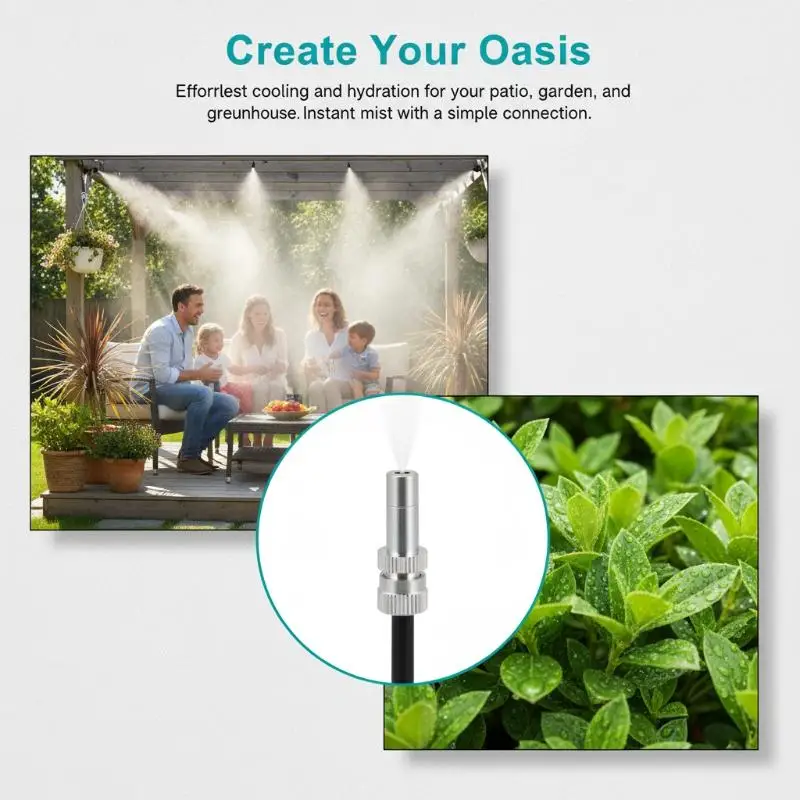 10PC Metal Low Pressure High Quality Atomizing Misting Nozzle Spray Injector Atomization Head Mister Mist Spraying System Nozzle