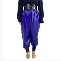 Women's Big Size PVC Lantern Pants,Indian Style,Glossy Leather Baggy Bloomers,High Waist Drop Crotch Harem Pants,Oversized Pants