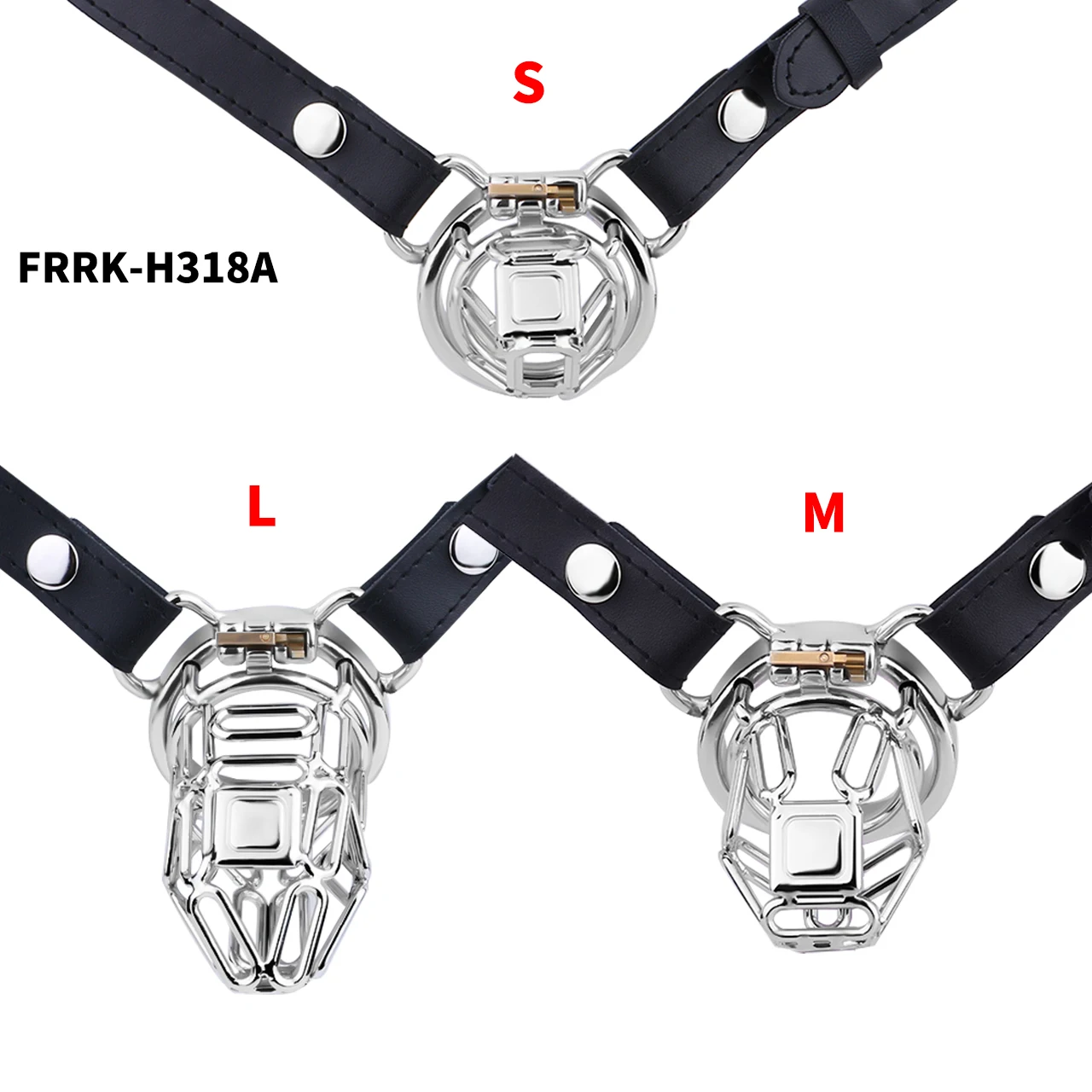FRRK Breathable Stainless Steel Chastity Device Penis Bondage Lock Two-Way Waist Strap Adult Game Abstinence Erotic Toys For Men