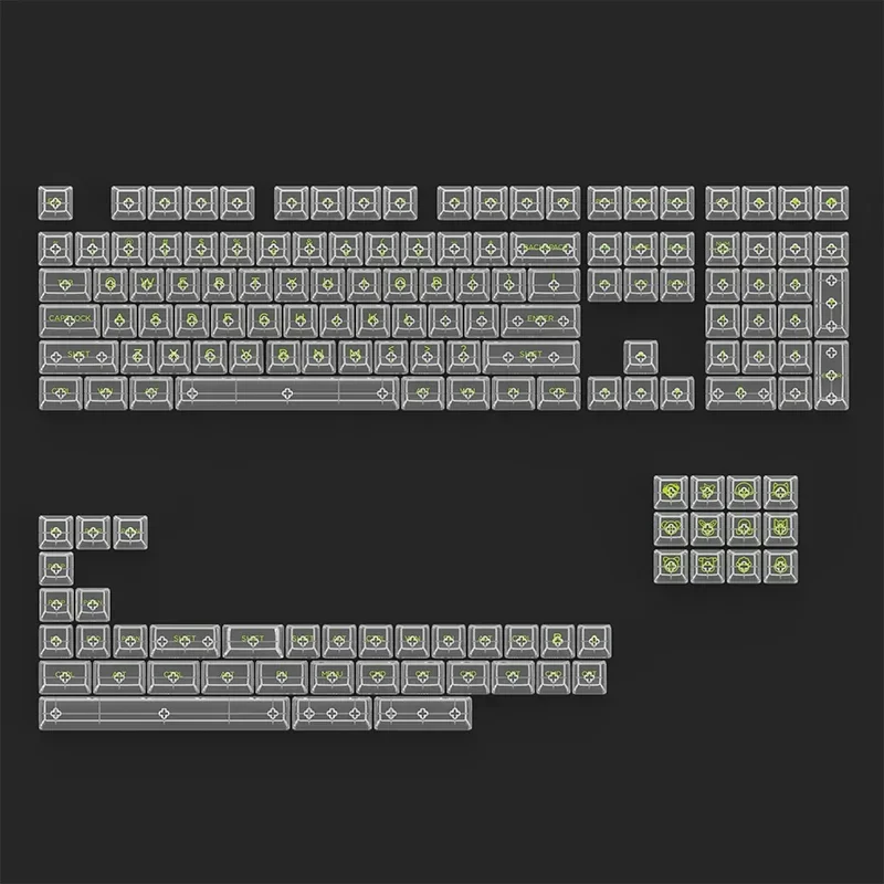 Mechanical keyboard Clear translucent Keycap set ASA V2 Profile PBT Double shot Keycaps