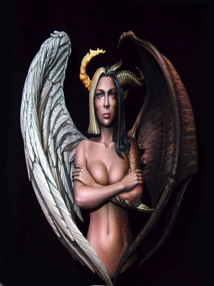 

В разобранном виде 1/10 древний женский воин с крыльями, бюст, фигурка из смолы, миниатюрные модели, наборы, неокрашенные