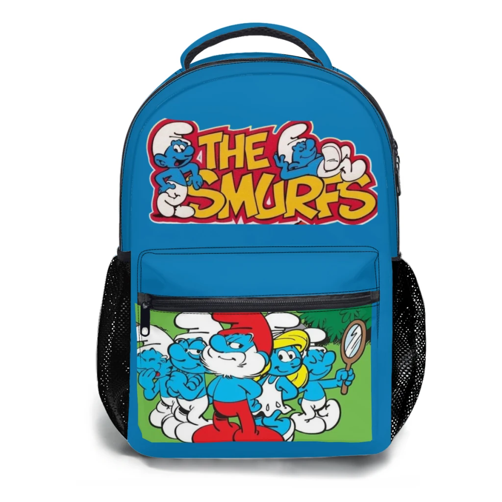 S-Smurfsynching-Sac à dos universitaire étanche pour femme, sac de voyage pour ordinateur portable, sac de livre, 17 pouces, nouvelle mode