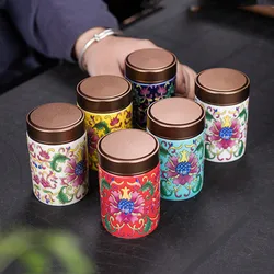 Exquisite Pastel Ceramic Tea Caddy Portable Travel Sealed Tea Boxes Tea Jar Storage Tank Coffee Canister Spice Candy Containers