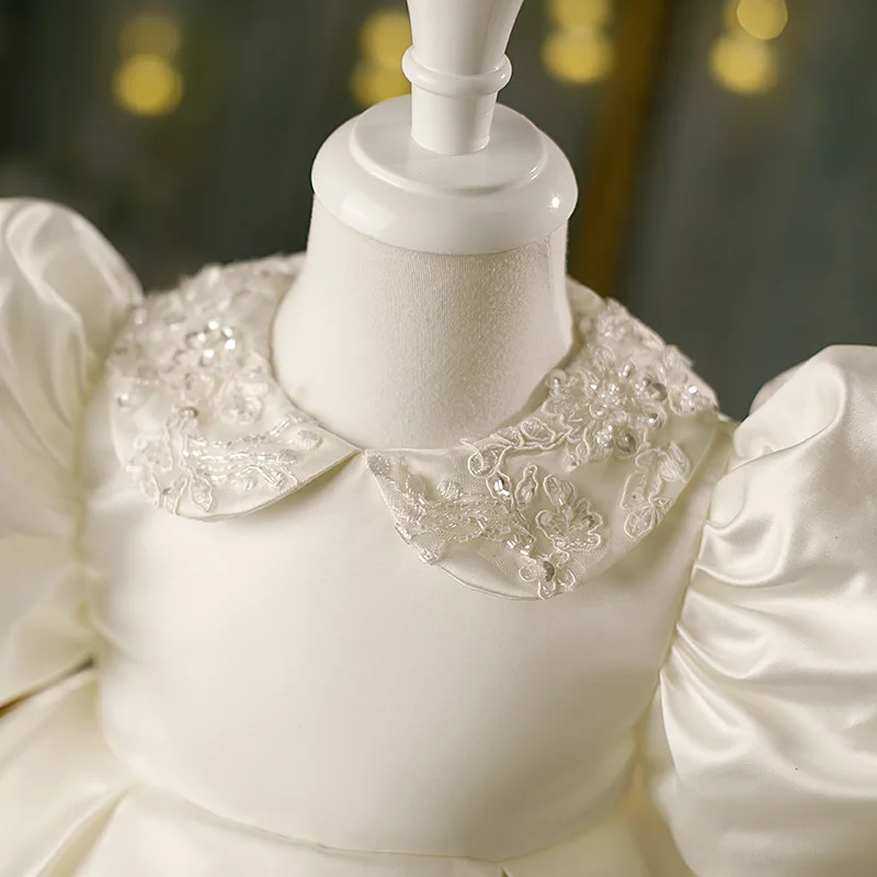 

Children's Formal Princess Gown2025White Flower Girl Wedding Girl Birthday Baby First Birthday Dress Stylish