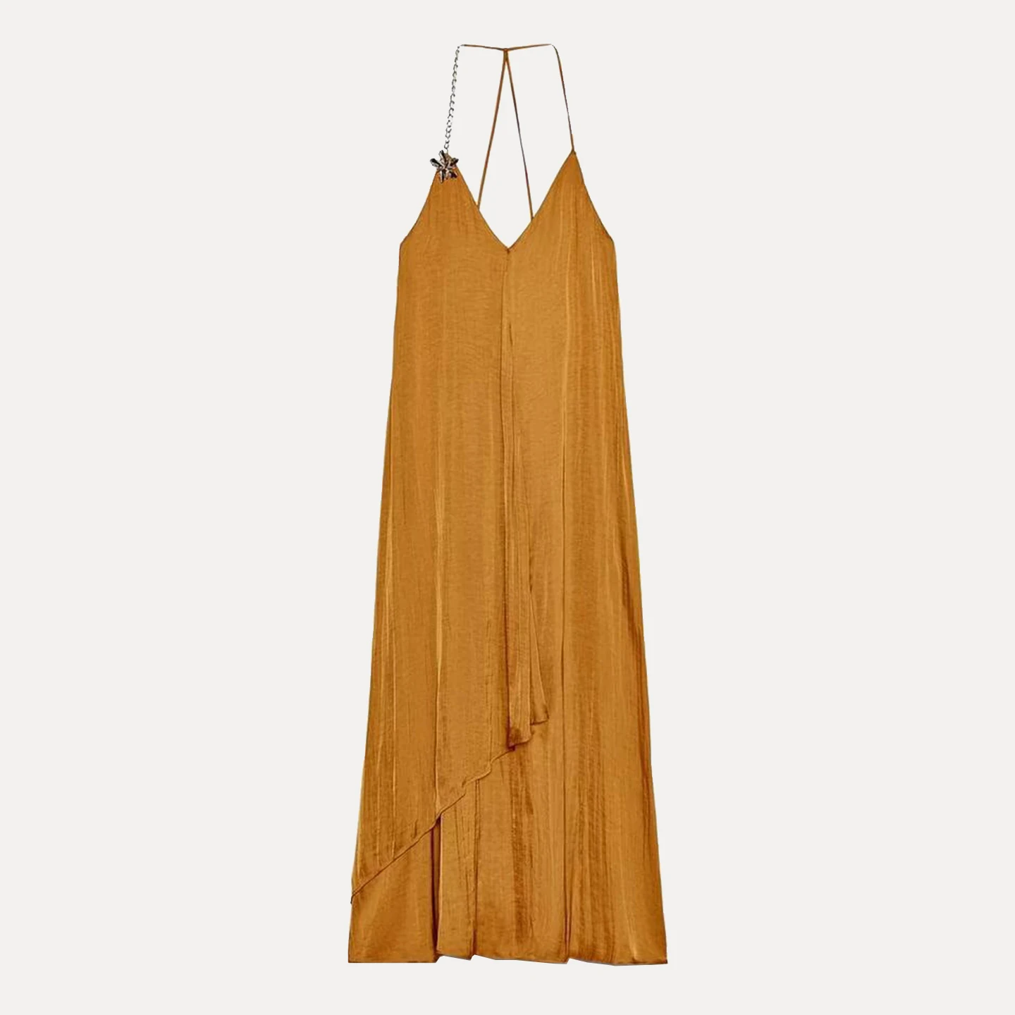 Zomer 2022 Nieuwe Dames Casual Sle Midi Dr Zijde Satijn Textuur Jurk Polyester Ademend Huidvriendelijk Dagelijks gebruik