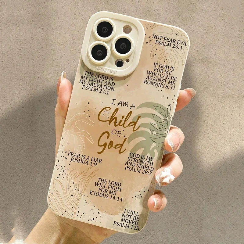 Case For iPhone 16 15 14 13 12 11 Pro Max XS XR X 7 8 Plus SE 2022 Mini Christian Phone Case Slogan Pattern Soft Silicone Cover