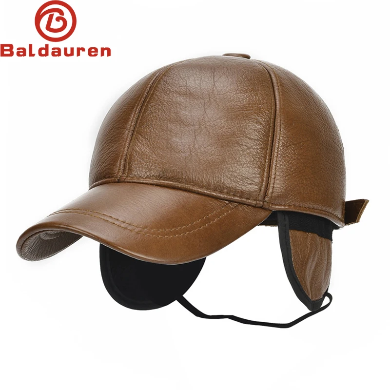 

2024 Adjustable Men's Genuine Cowhide Leather Baseball Cap for Fall Winter Outdoor Sports Hat Men Real Cowhide Leather Caps