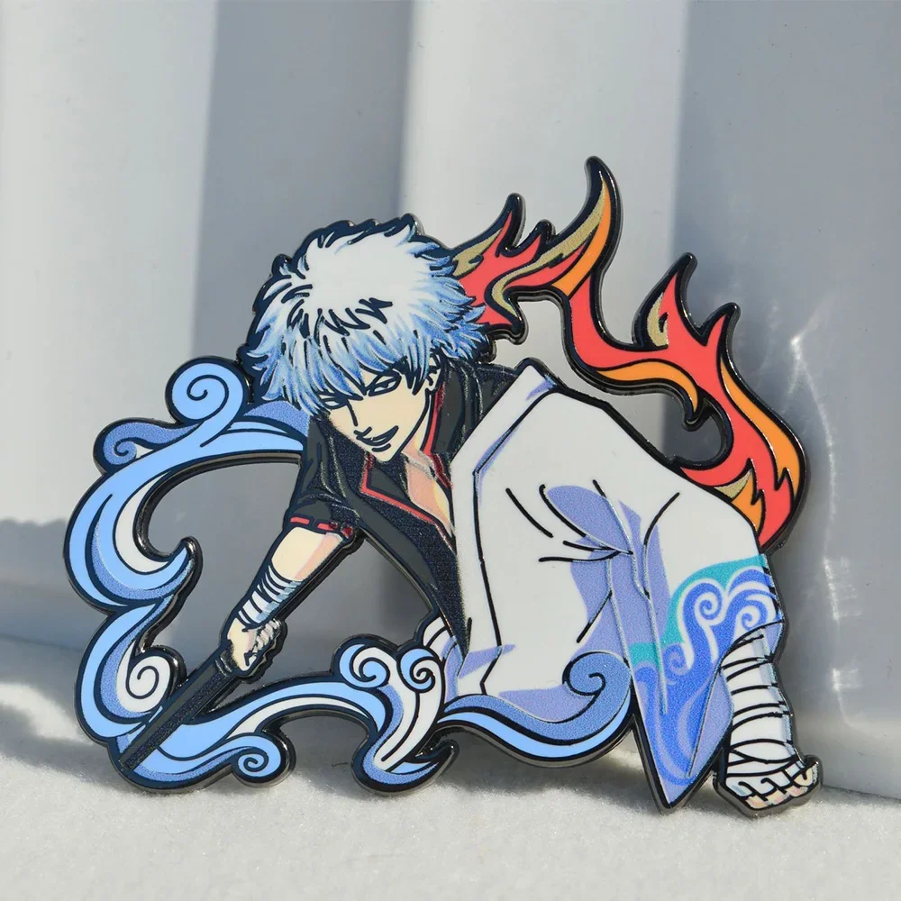 ساكاتا جينتوكي المينا شارات أنيمي جينتاما دبابيس اليابانية مانغا بروش أيقونة شارة لحقيبة الظهر الملابس التلبيب تأثيري لعبة الهدايا #1