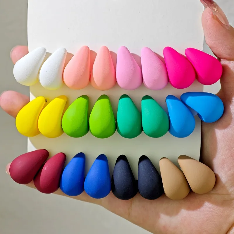 New Colored Resin Droplet Shaped Exaggerated Women's Card Multi Piece Set Earrings Suitable for Daily Commuting