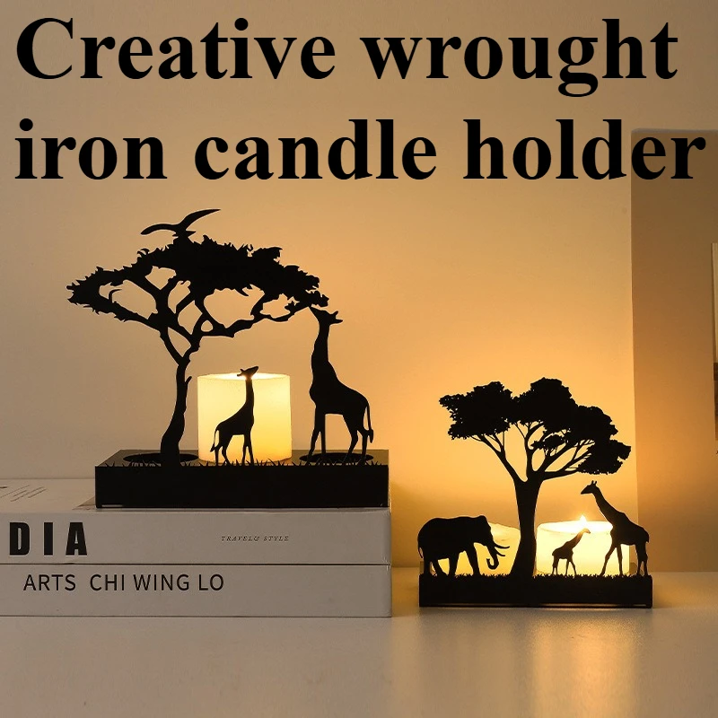 

Creative Light Luxury Iron Candle Taipei European Style Desktop Ornament Candlelight Premium Metal Candlestick