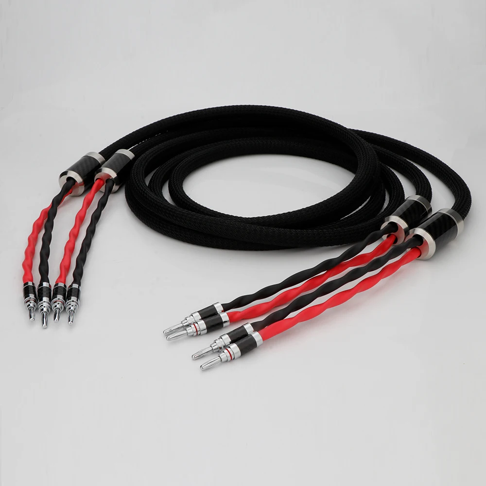 High-End 6N OCC Lautsprecherkabel Kohlefaser Bananenstecker Kanalsplitter, Anschluss des Verstärkers, Heimkino – Detail 3