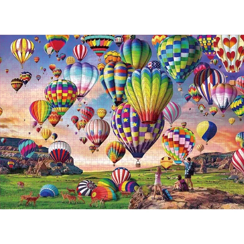 70*50cm Adult Puzzle 1000 Pieces Paper Jigsaw Puzzles The Hot Air Balloon IV Famous Painting Series Learning Education Craft Toy