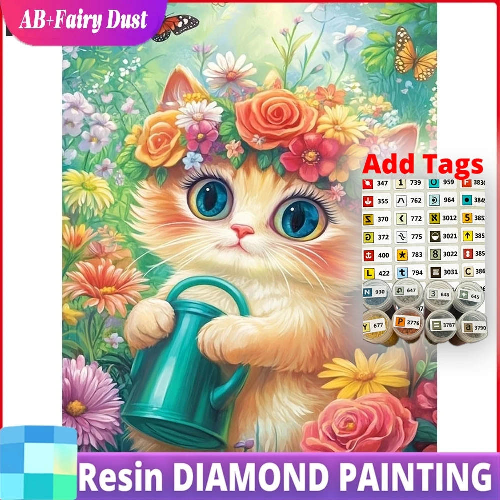 

Resin AB Fairy Dust 5D DIY Diamond Painting Cat Rose Diamond Mosaic Animal Flower New Collection 2026 Decorative Paintings