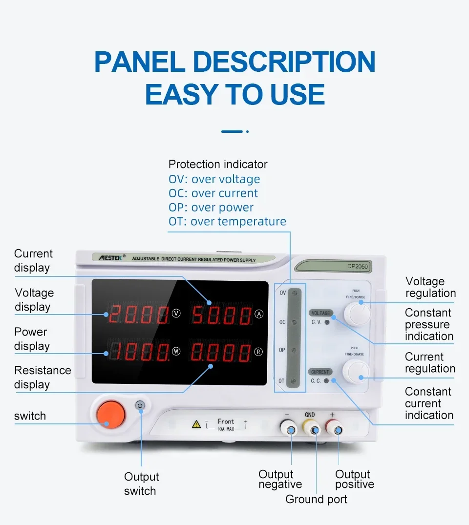 Dp2050 1000W Dc Voeding 20V 10a 20a 30a 50a Verstelbare Spanning Protector Schakelende Voeding