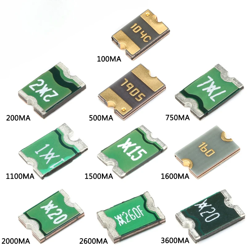 

20pcs/lot 1812 0.05A 0.1A/0.2A/0.5A/0.75A/1.1A/1.5A/1.6A/2A/2.6A/3A/3.5A SMD Resettable Fuse PPTC PolySwitch Self-Recovery Fuse