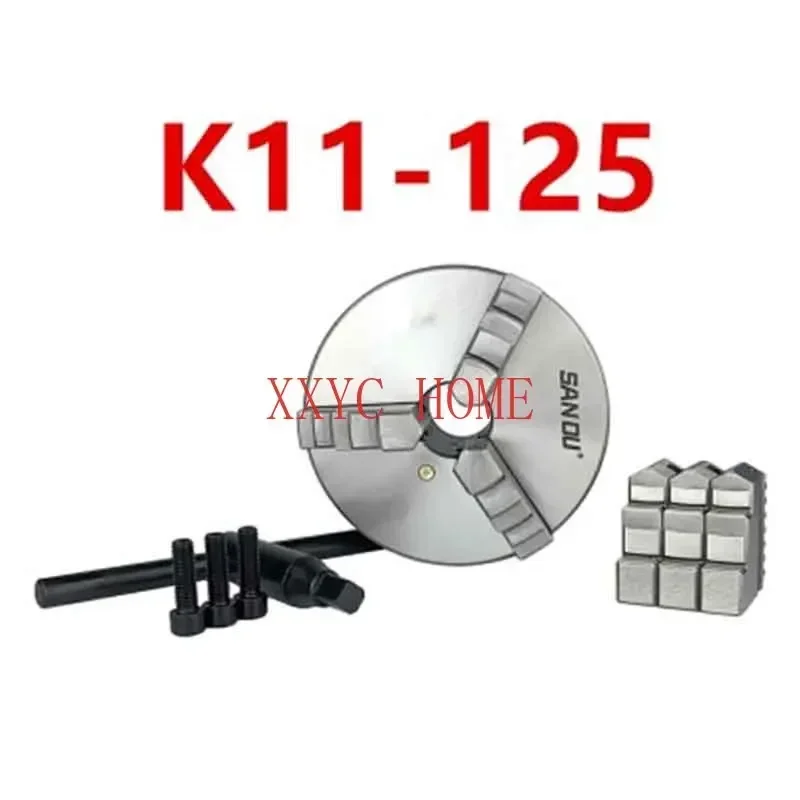 Sanou Drehmaschine K11-125 Dreibacken-selbstzentrierendes 125-mm-Scrollfutter 5'' Backenfutter mit gehärtetem Stahl für Mini-Drehmaschine