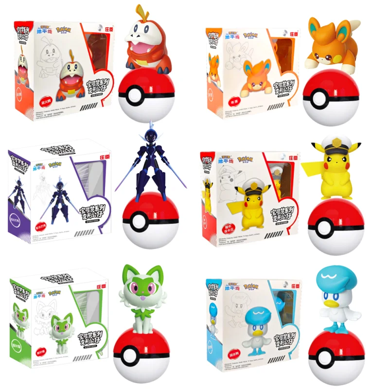 Originalprodukt Pokemon Transformable Doll Series Anime Poke Ball Actionfiguren Ceruledge Sprigatito Modell Ornamente Spielzeug Geschenk