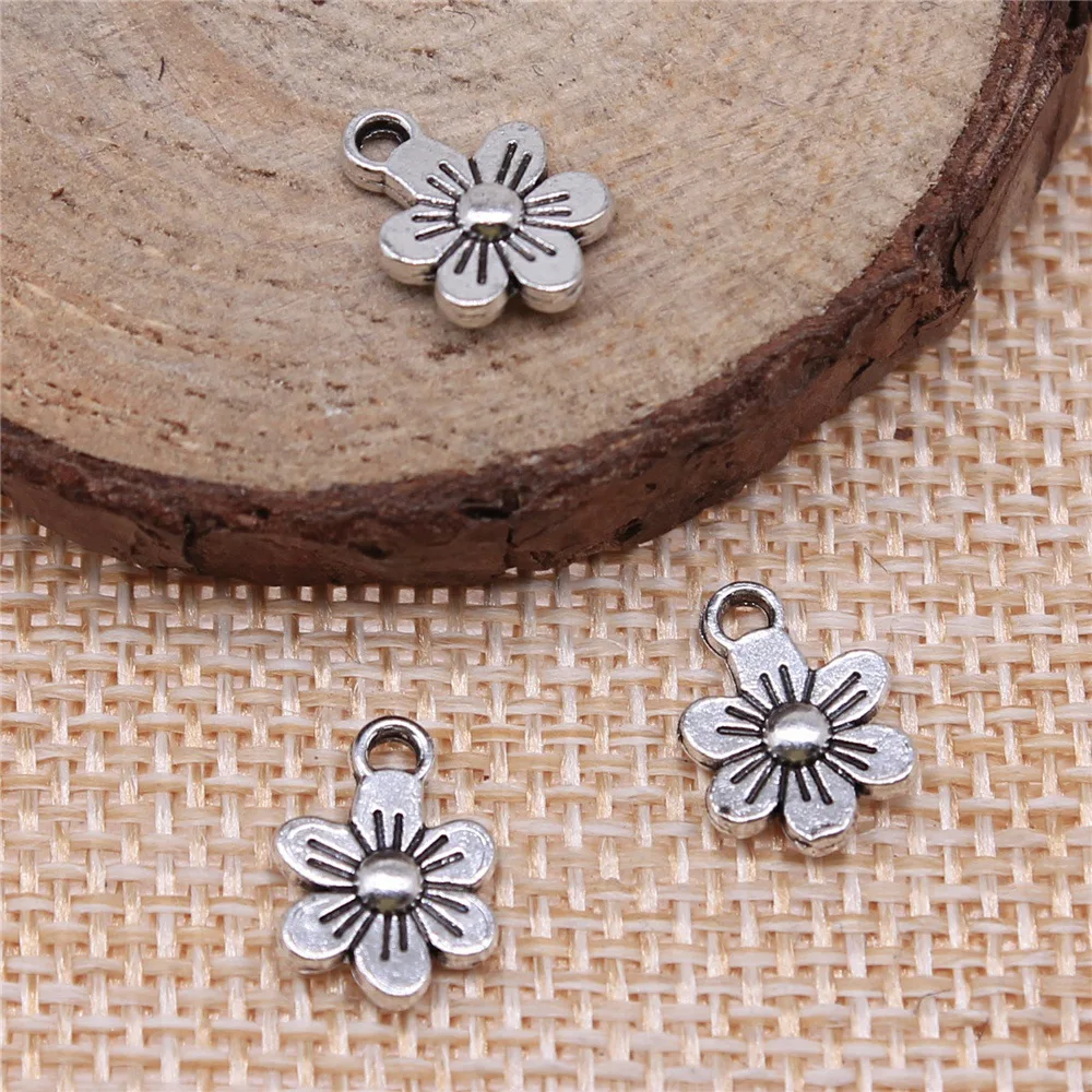 20pcs 12x9mm Charms Double Sided Flower  Pendants Antique Jewelry