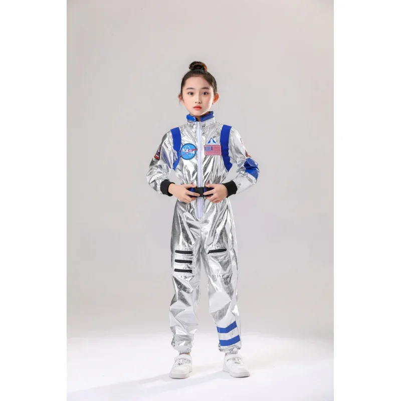 SN88 Kids Astronaut Costume Sliver Boys Space Man Cosplay Jumpsuit Space Pretend Dress Up Role Play Halloween Costume Birthday G