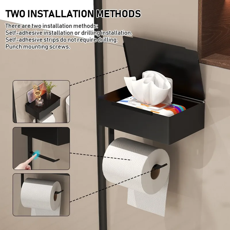 

Неперфорированный держатель для туалетной бумаги из углеродистой стали, коробка для салфеток для ванной комнаты, полка для рулонной бумаги, коробка для влажных салфеток