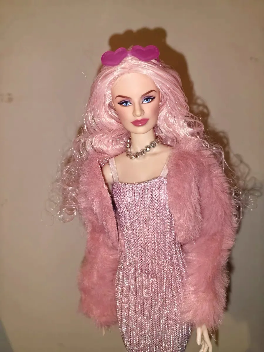 

32cm Pink Wavy Hairstyle Princess Supermodel Fairy Nude Doll Joints Movable 1/6 Figure Blue Eye Make-up Fashion Design Toys